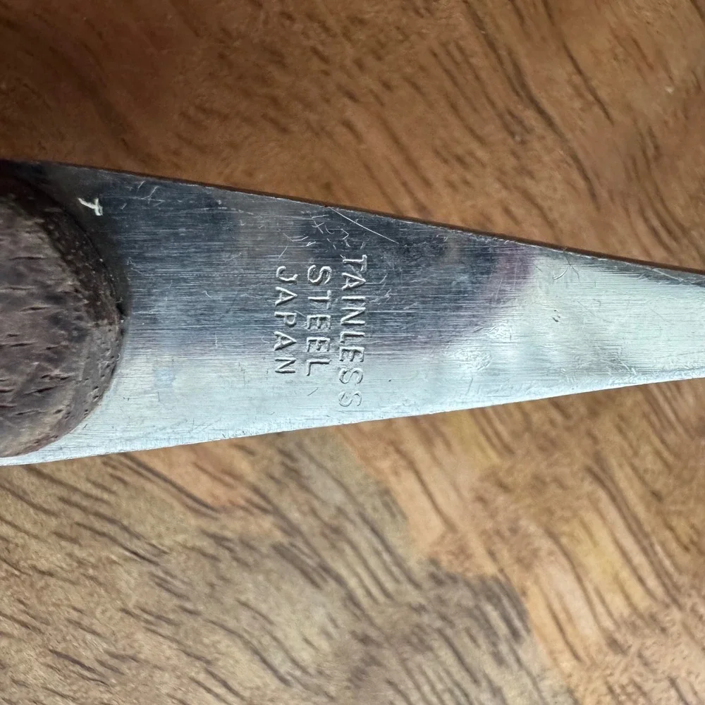 Vintage Stainless Steel Cheese Slicer Cutter Japanese Wood Handle Midcentury MCM